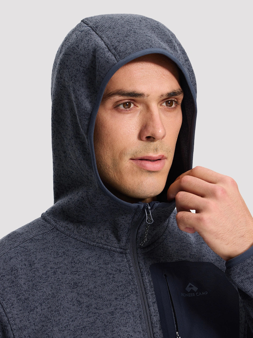 Men's 340g Knitted Fleece Full-Zip Hooded Jacket