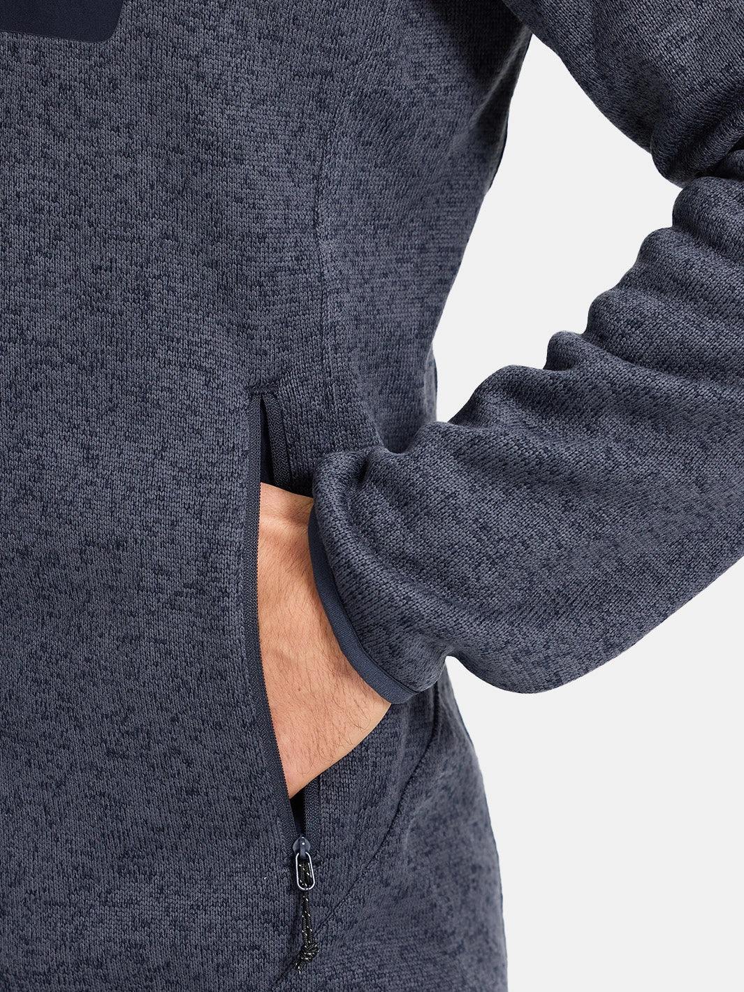 Men's 340g Knitted Fleece Full-Zip Hooded Jacket