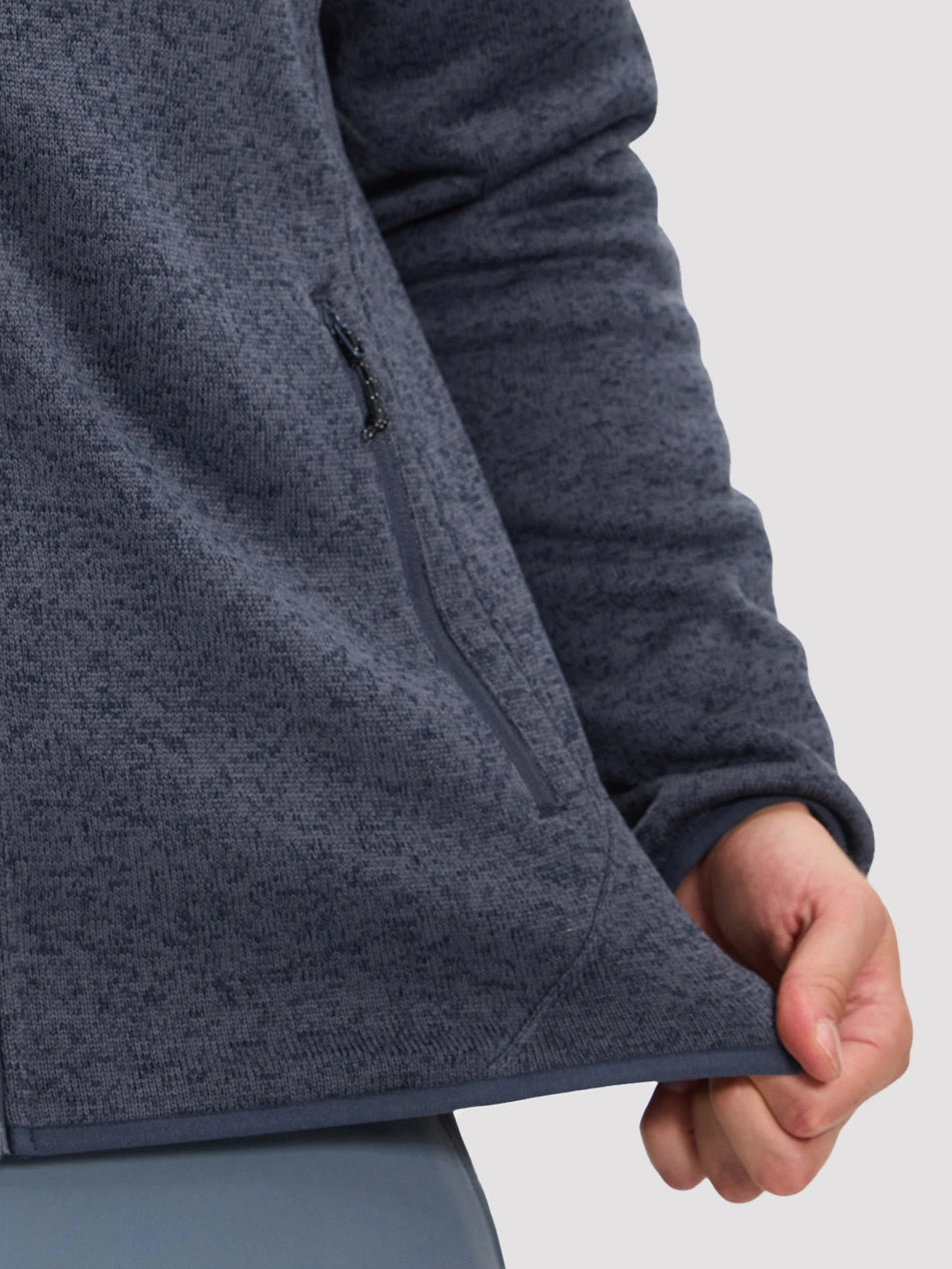 Men's 340g Knitted Fleece Full-Zip Hooded Jacket
