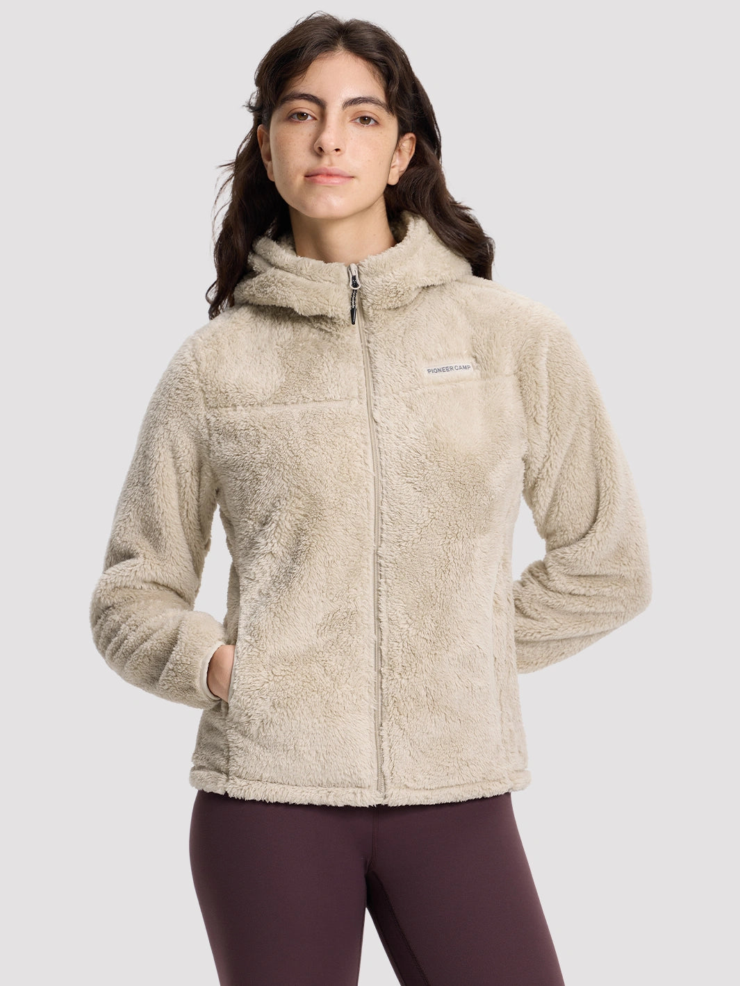 Women's Hooded Coral Fleece Jacket PIONEER CAMP