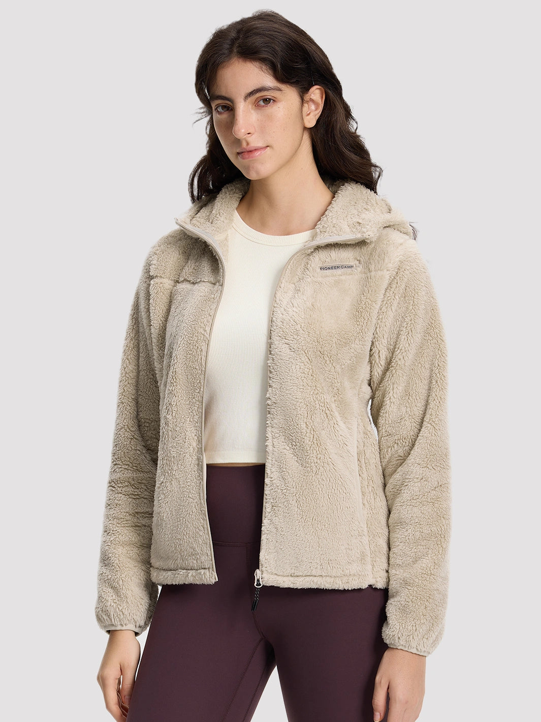 Women's Hooded Coral Fleece Jacket PIONEER CAMP