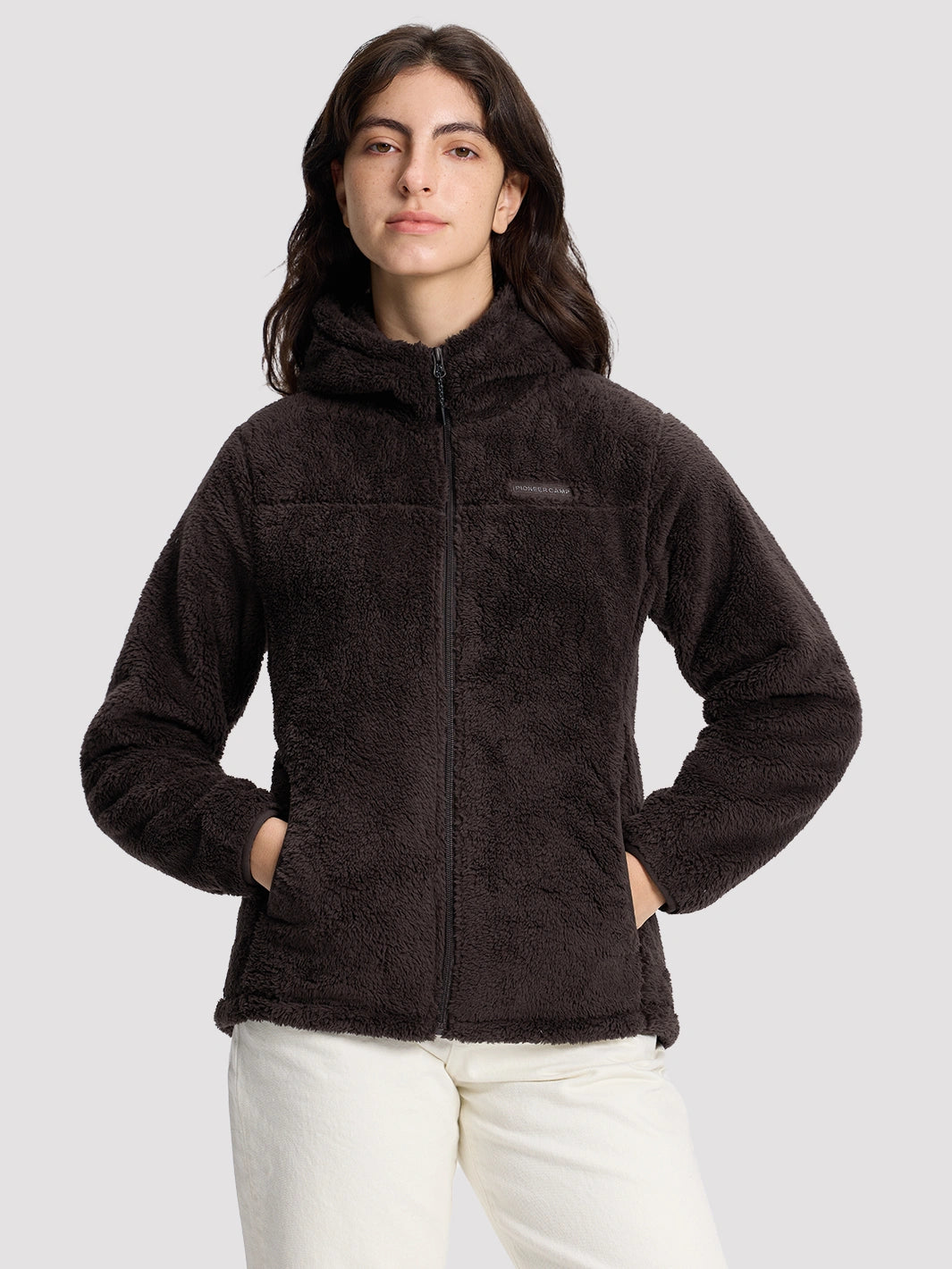 Women's Hooded Coral Fleece Jacket PIONEER CAMP