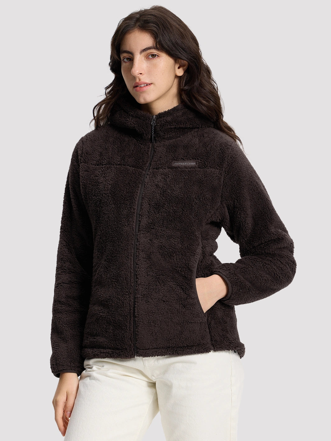 Women's Hooded Coral Fleece Jacket PIONEER CAMP