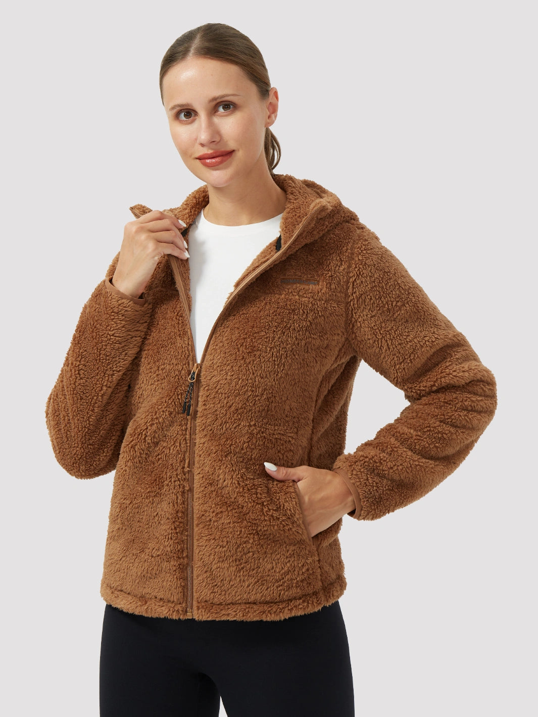 Women's Hooded Coral Fleece Jacket PIONEER CAMP