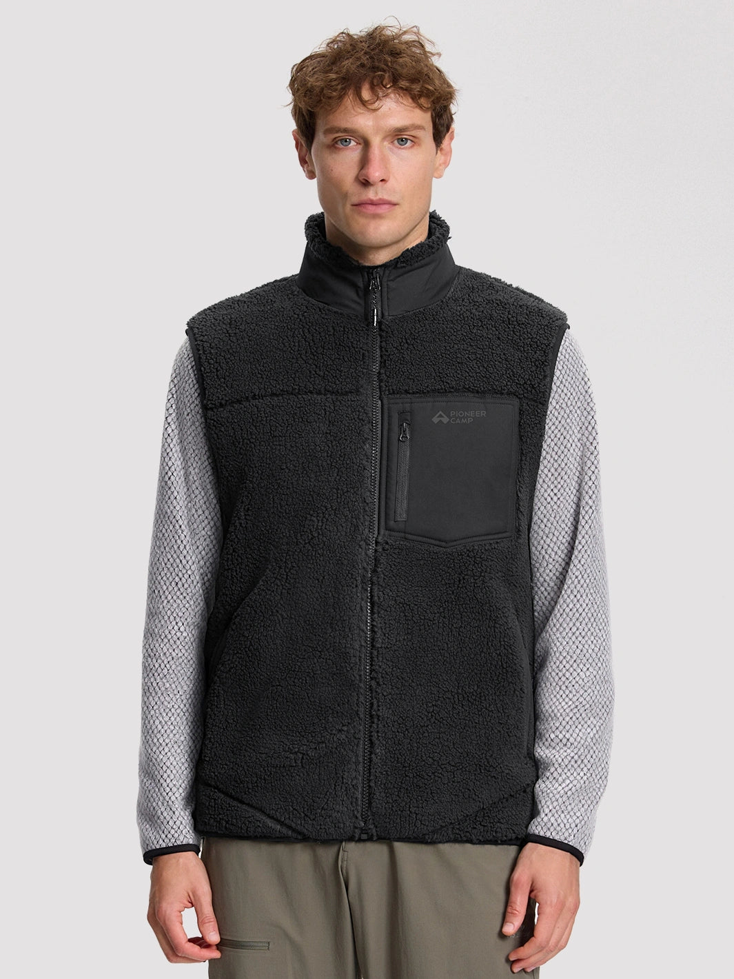 Men's High-Density Sherpa Fleece Full-Zip Vest PIONEER CAMP