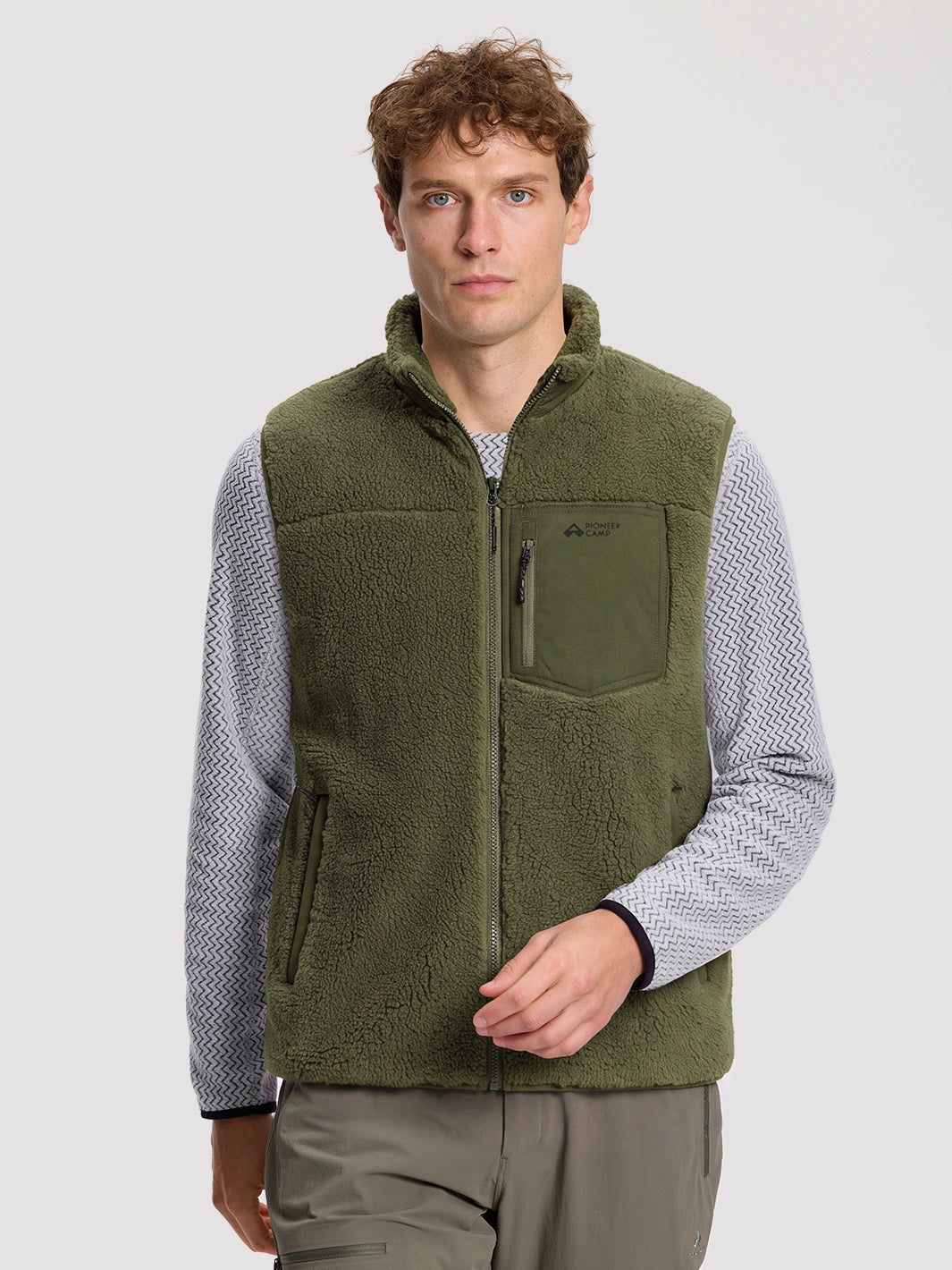 Men's High-Density Sherpa Fleece Full-Zip Vest PIONEER CAMP