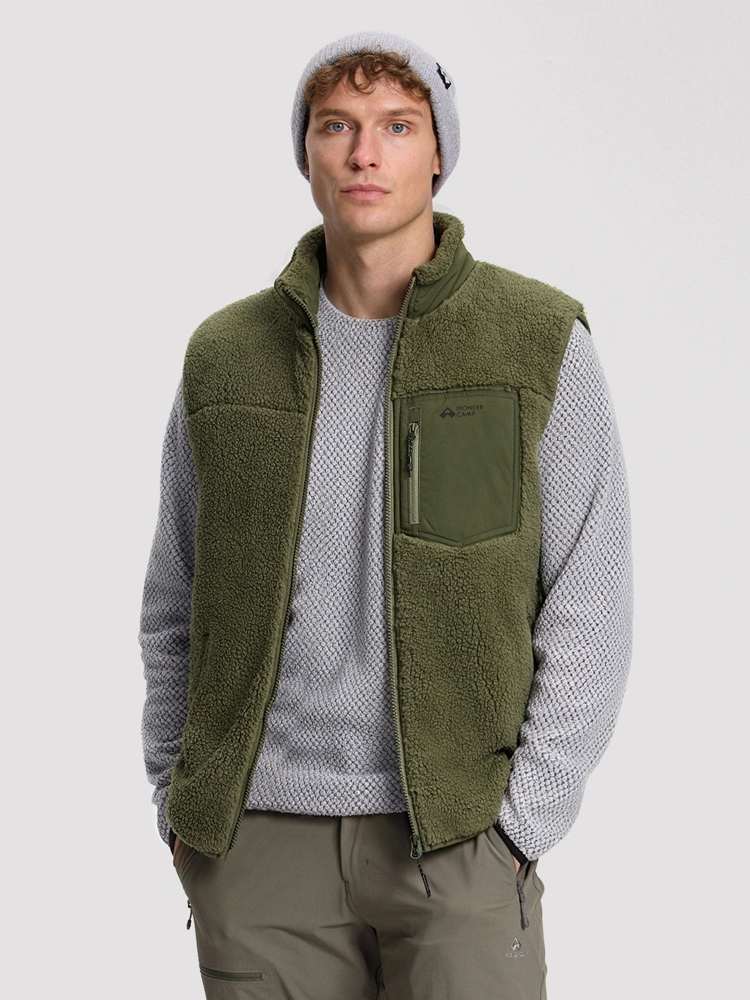 Men's High-Density Sherpa Fleece Full-Zip Vest PIONEER CAMP