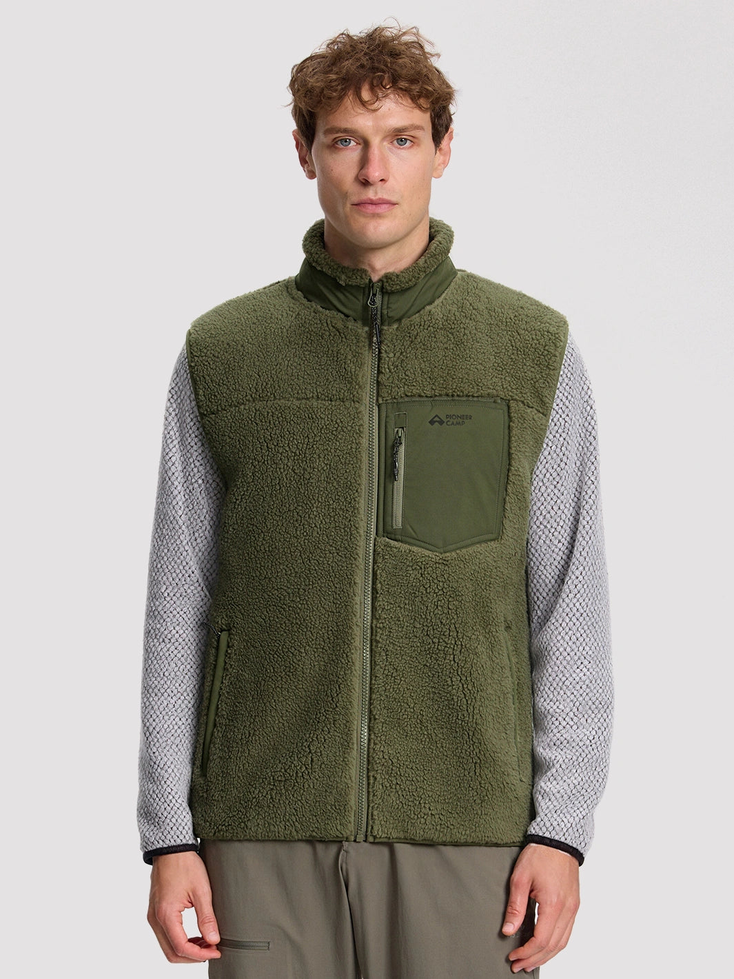 Men's High-Density Sherpa Fleece Full-Zip Vest PIONEER CAMP