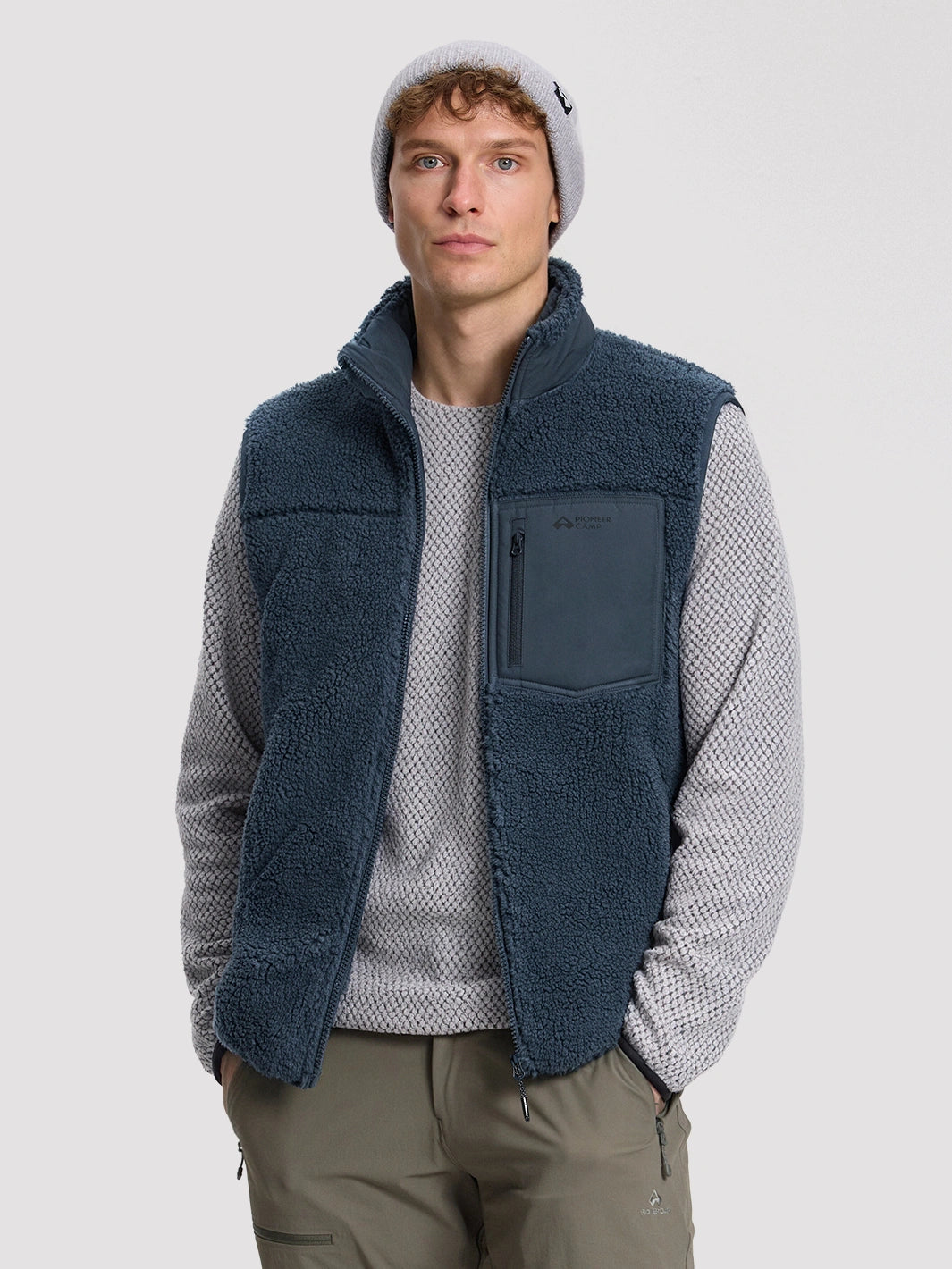 Men's High-Density Sherpa Fleece Full-Zip Vest PIONEER CAMP