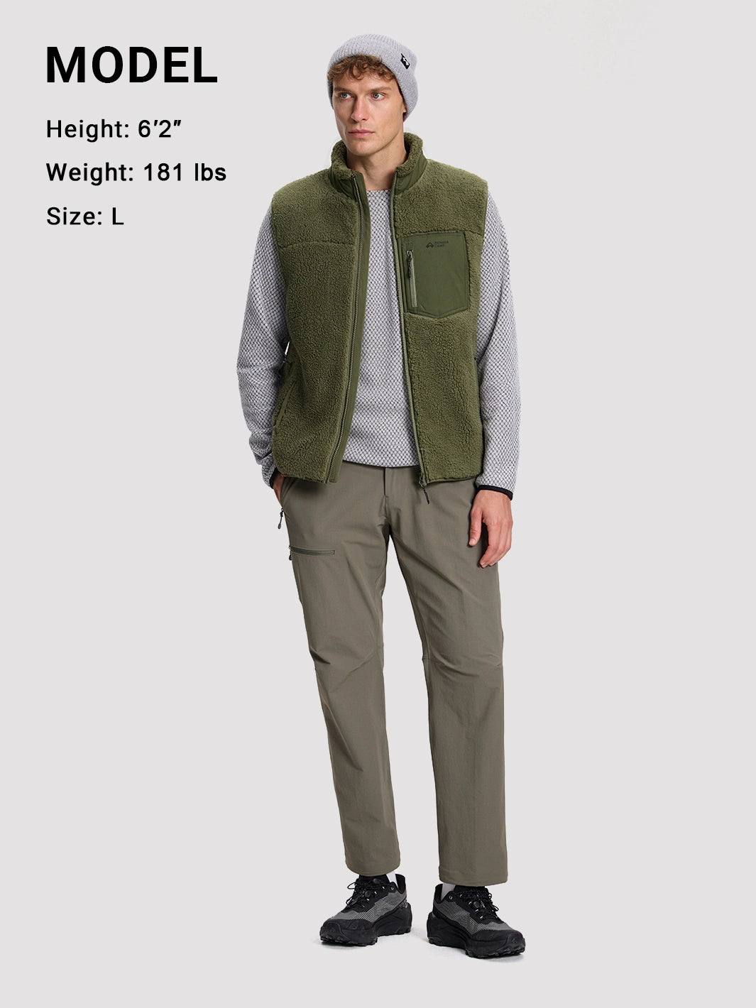 Men's High-Density Sherpa Fleece Full-Zip Vest PIONEER CAMP