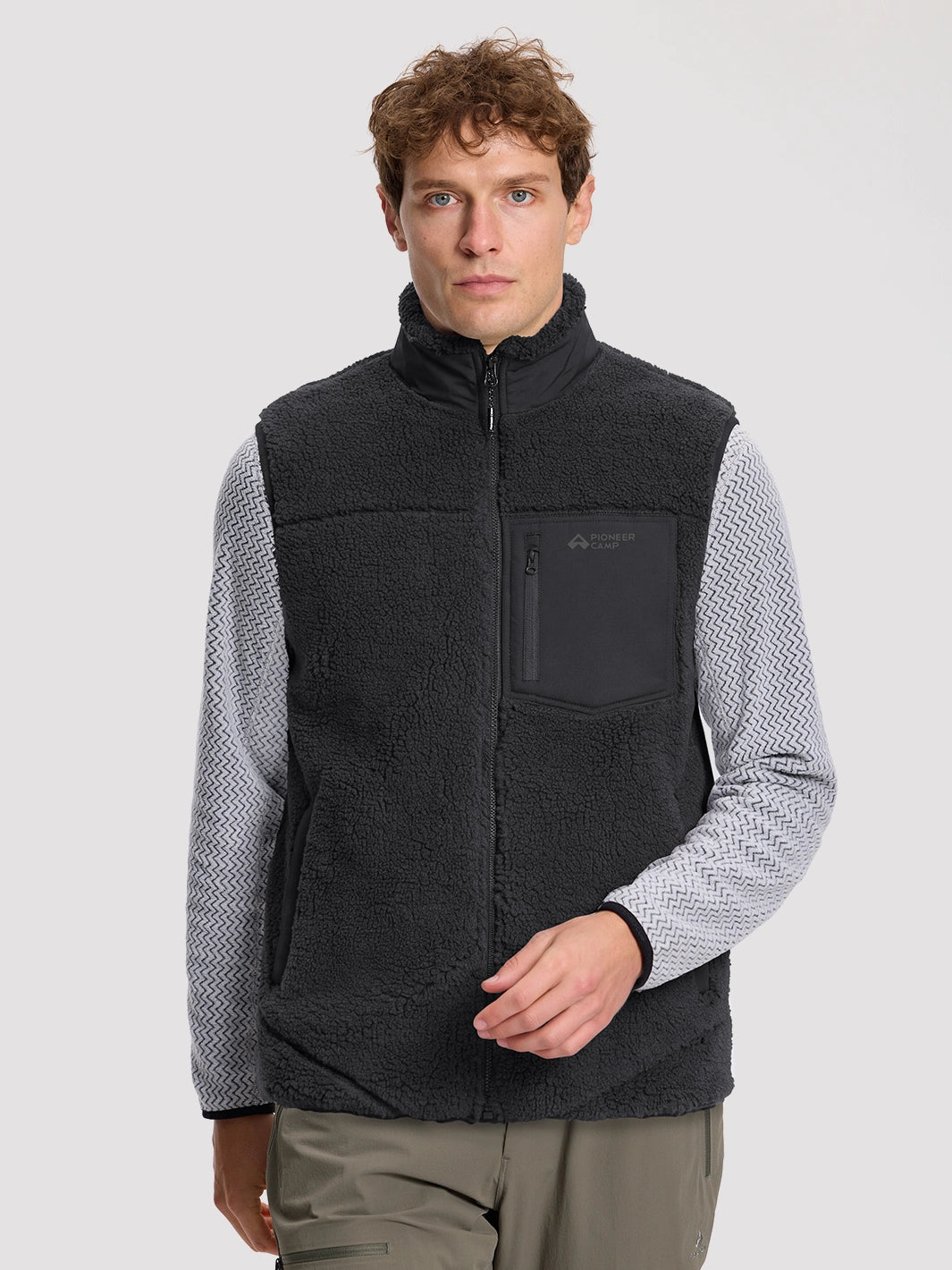 Men's High-Density Sherpa Fleece Full-Zip Vest PIONEER CAMP
