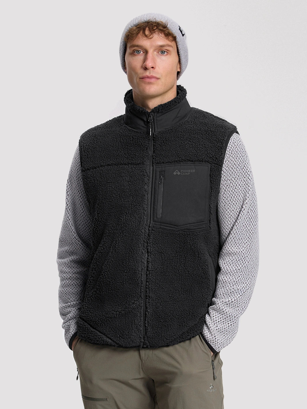 Men's High-Density Sherpa Fleece Full-Zip Vest PIONEER CAMP