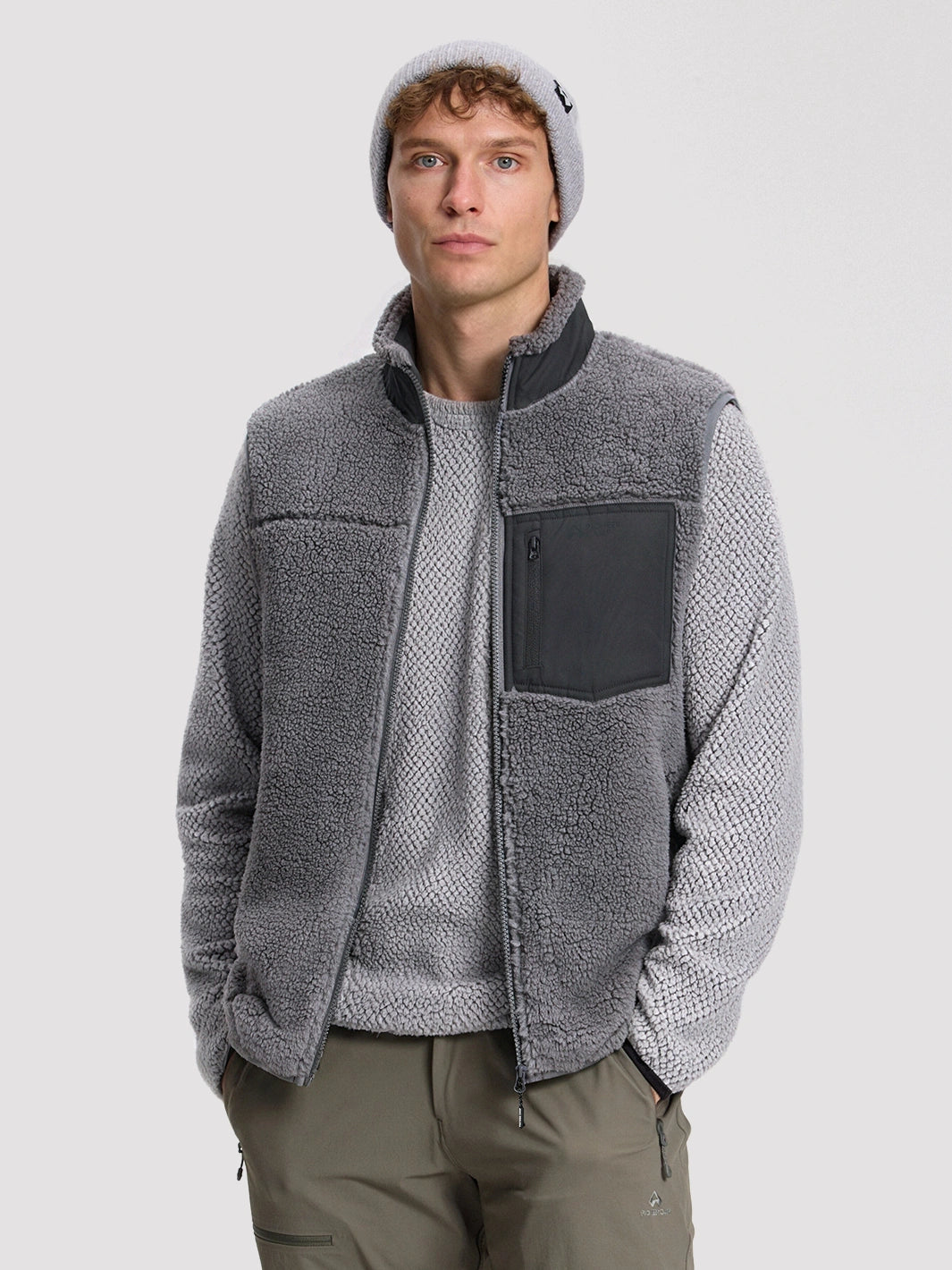 Men's High-Density Sherpa Fleece Full-Zip Vest PIONEER CAMP
