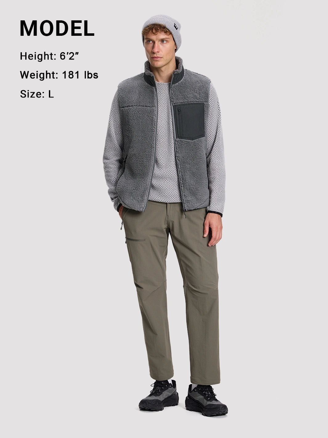 Men's High-Density Sherpa Fleece Full-Zip Vest PIONEER CAMP