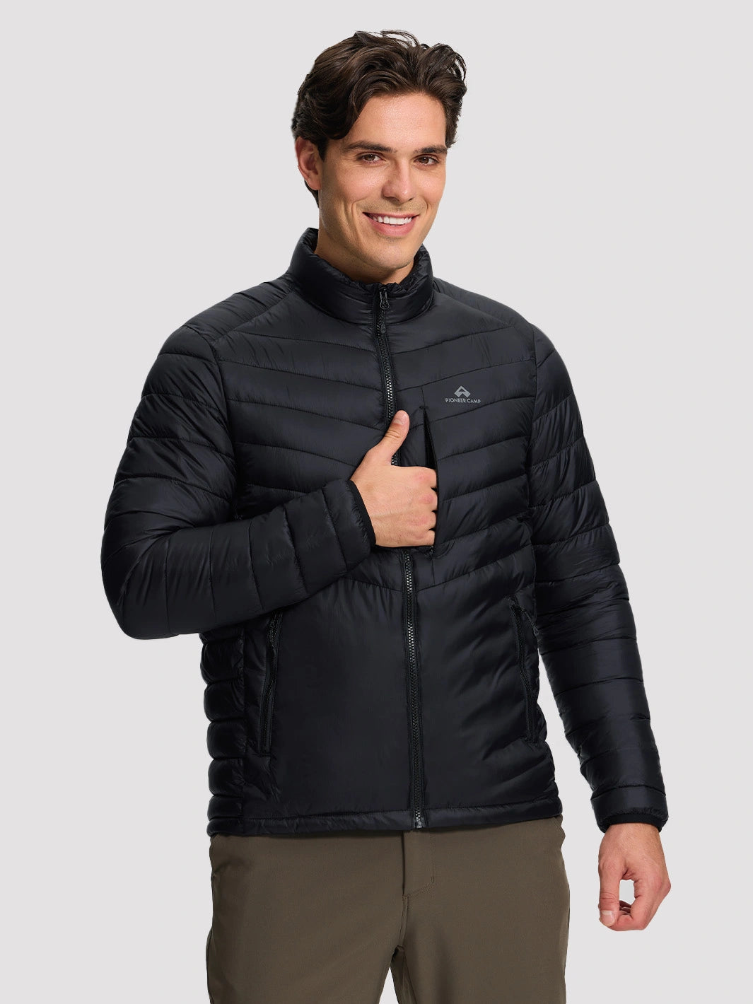 Men's Lightweight Water-Resistant Stand Collar Puffer Jacket PIONEER CAMP