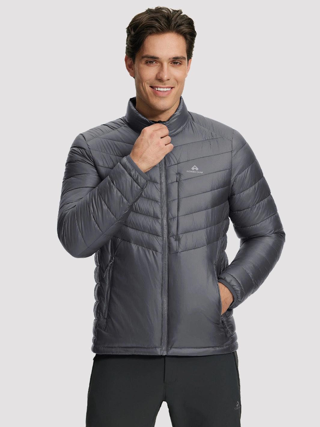 Men's Lightweight Water-Resistant Stand Collar Puffer Jacket