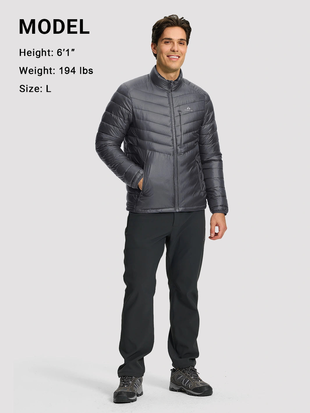 Men's Lightweight Water-Resistant Stand Collar Puffer Jacket