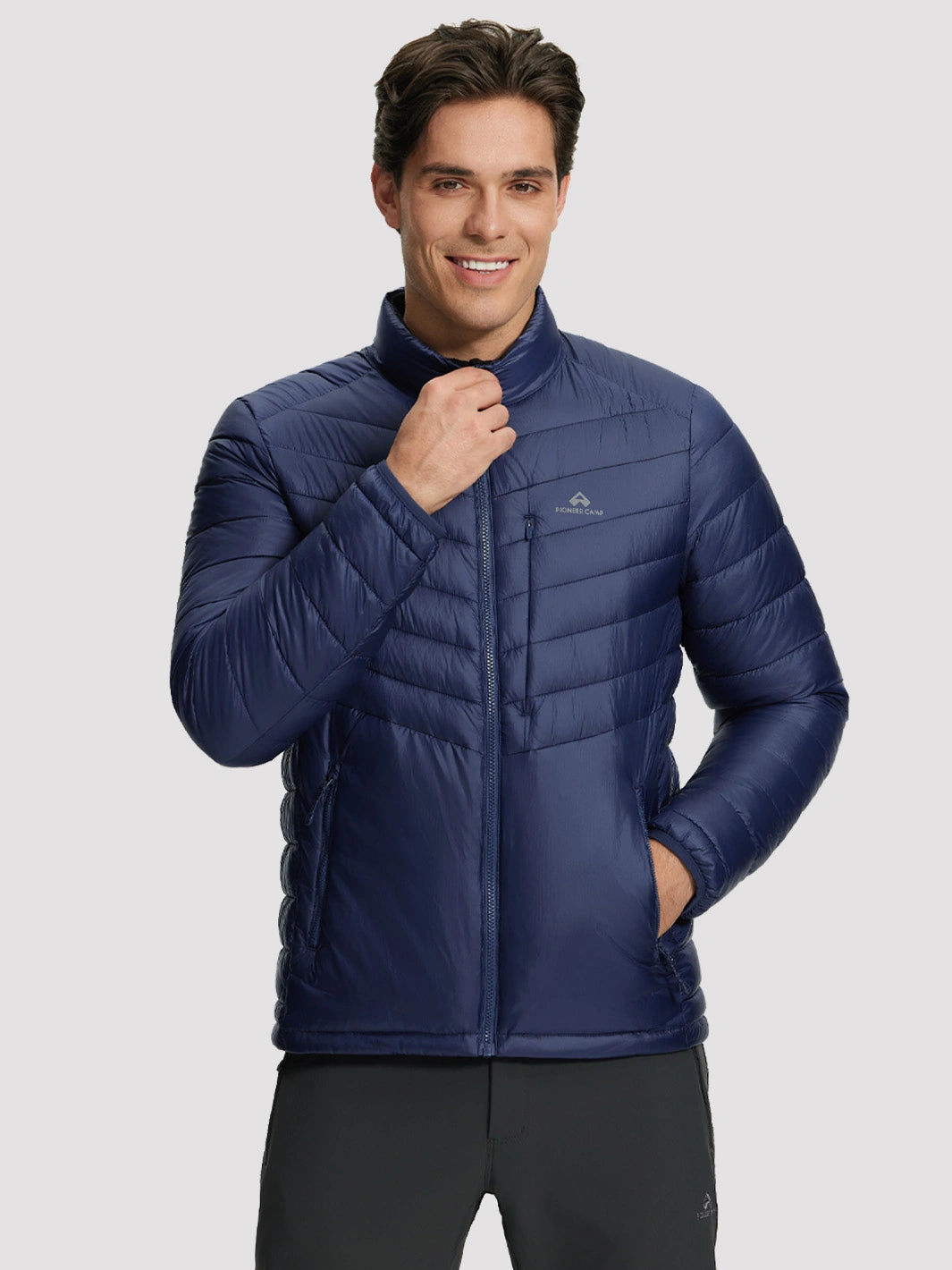 Men's Lightweight Water-Resistant Stand Collar Puffer Jacket