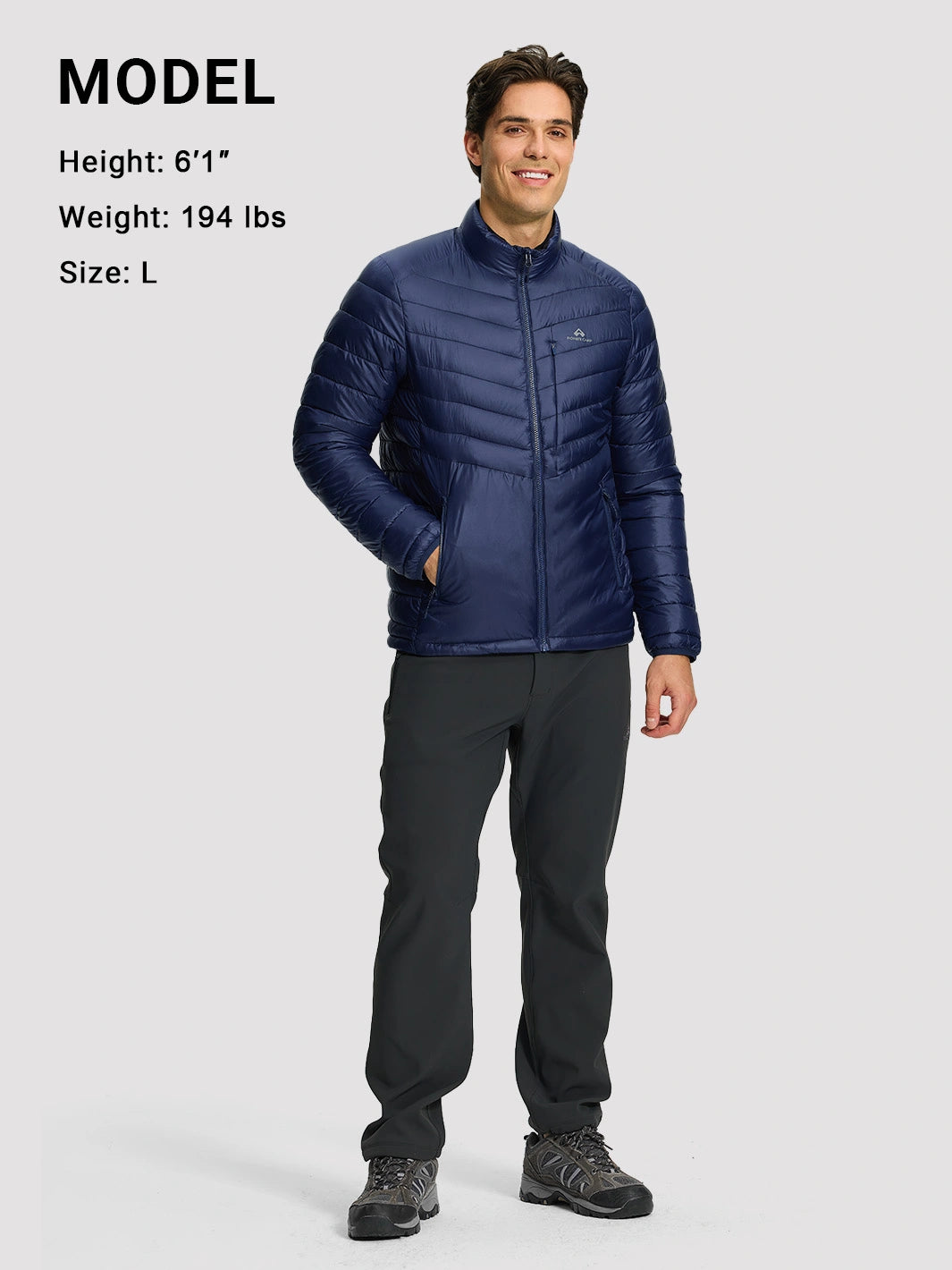 Men's Lightweight Water-Resistant Stand Collar Puffer Jacket