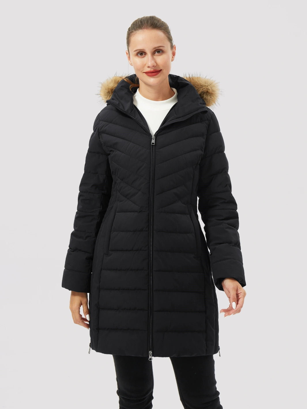 Women's Long Waterproof Puffer Parka with Removable Faux Fur Hood PIONEER CAMP