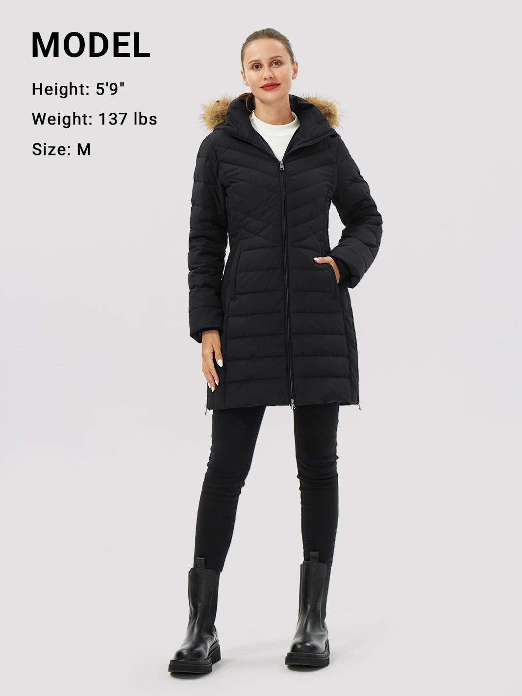 Women's Long Waterproof Puffer Parka with Removable Faux Fur Hood PIONEER CAMP