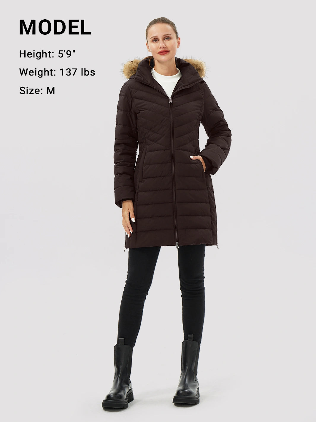 Women's Long Waterproof Puffer Parka with Removable Faux Fur Hood PIONEER CAMP