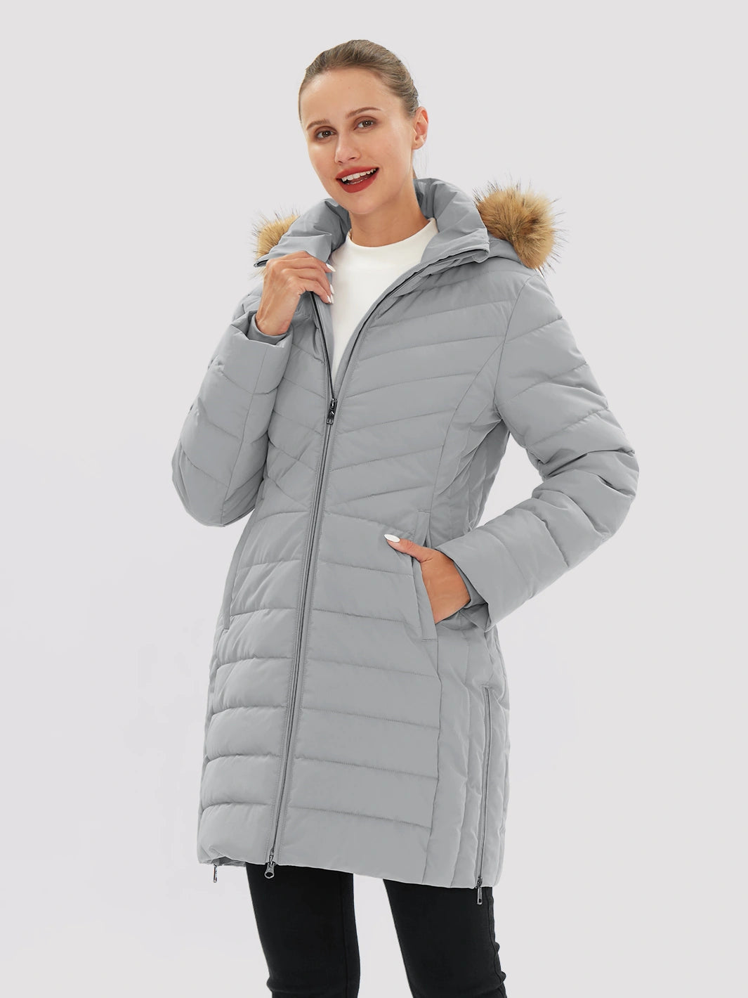 Women's Long Waterproof Puffer Parka with Removable Faux Fur Hood PIONEER CAMP