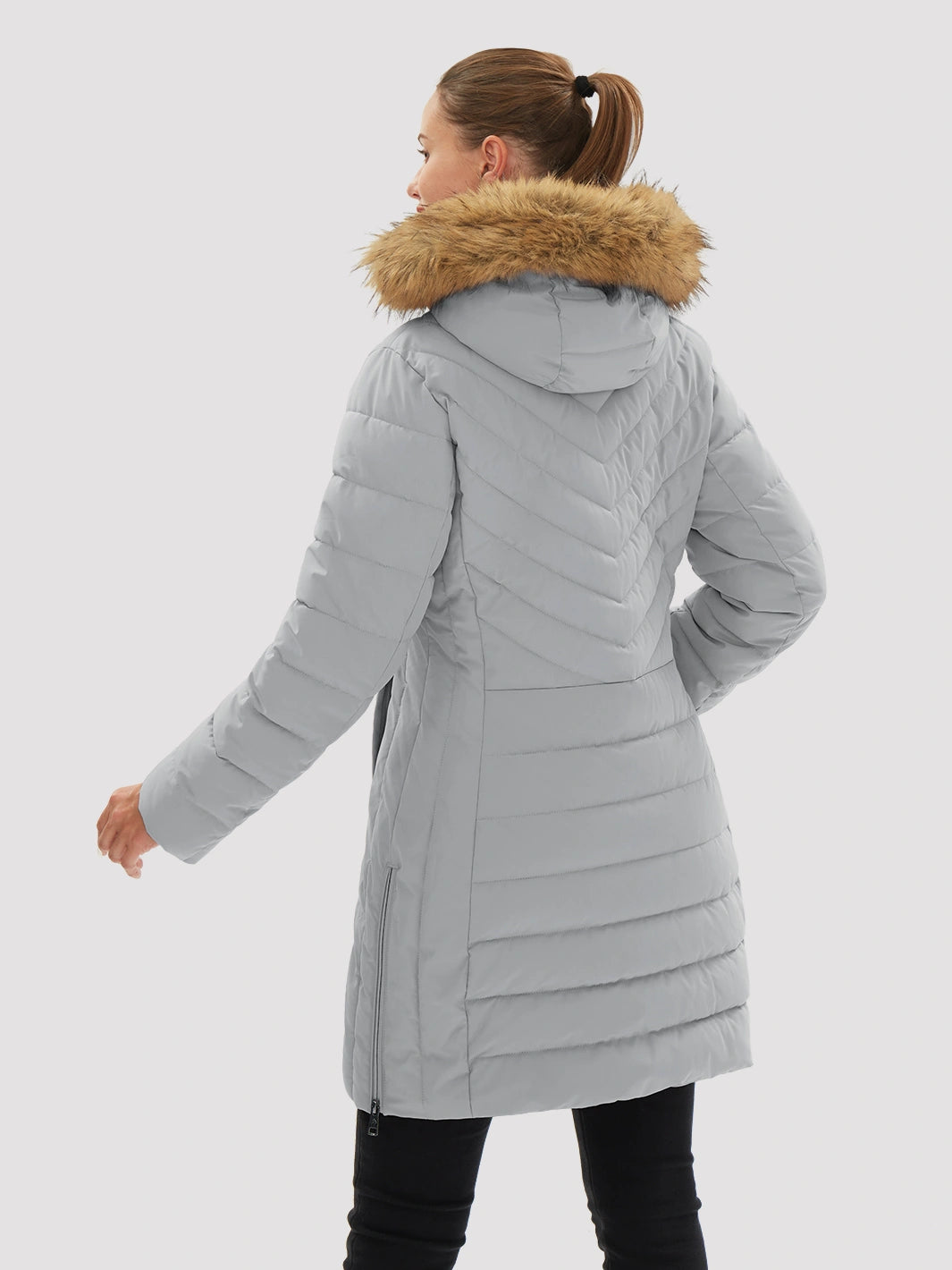 Women's Long Waterproof Puffer Parka with Removable Faux Fur Hood PIONEER CAMP