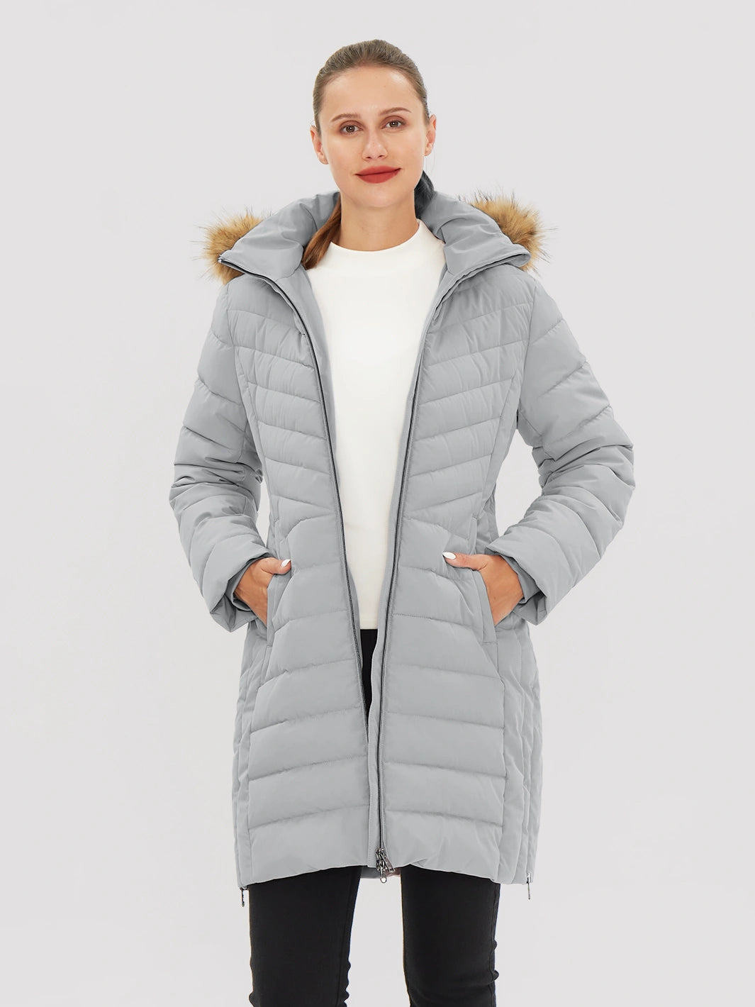 Women's Long Waterproof Puffer Parka with Removable Faux Fur Hood PIONEER CAMP
