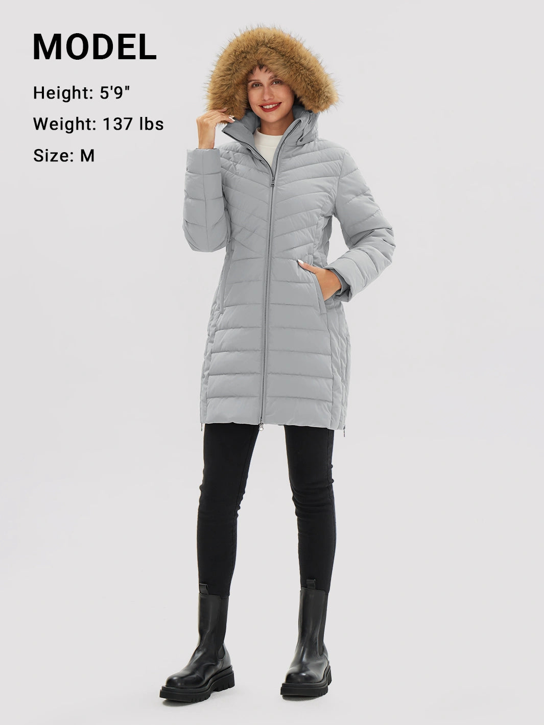 Women's Long Waterproof Puffer Parka with Removable Faux Fur Hood PIONEER CAMP