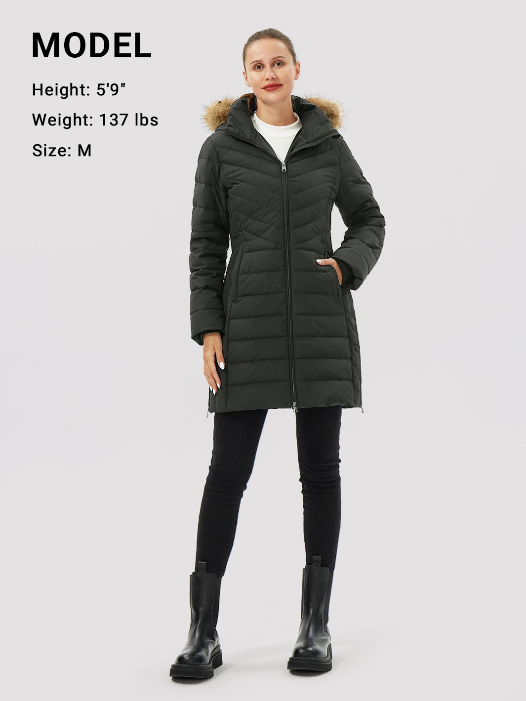 Women's Long Waterproof Puffer Parka with Removable Faux Fur Hood PIONEER CAMP