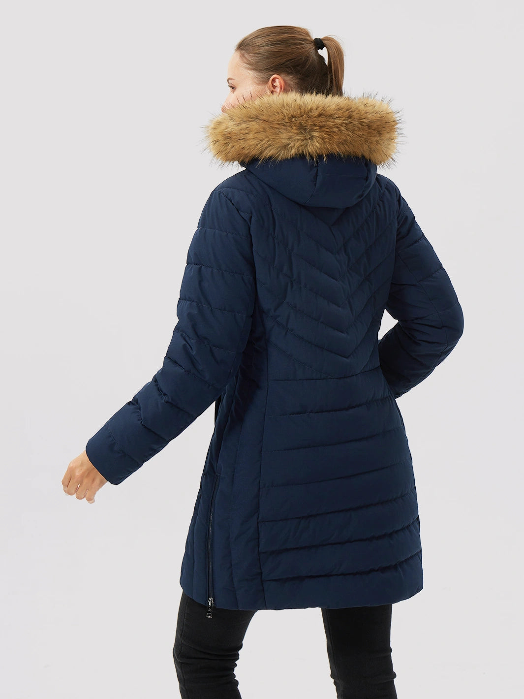 Women's Long Waterproof Puffer Parka with Removable Faux Fur Hood PIONEER CAMP
