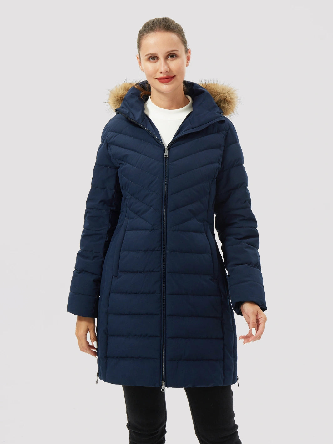 Women's Long Waterproof Puffer Parka with Removable Faux Fur Hood PIONEER CAMP