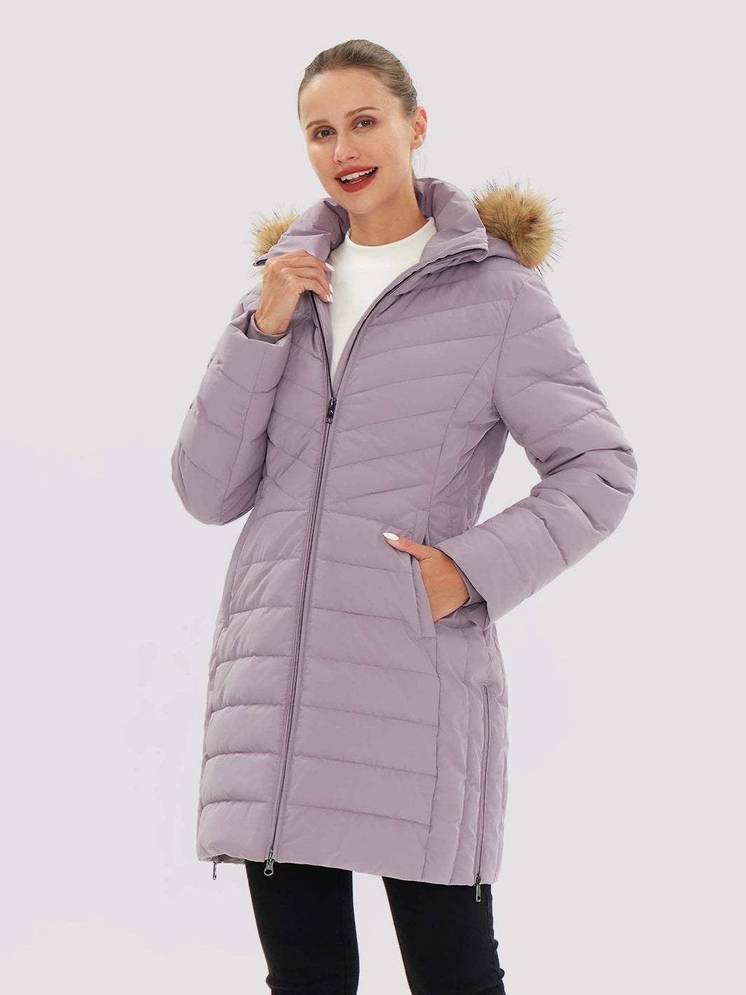 Women's Long Waterproof Puffer Parka with Removable Faux Fur Hood PIONEER CAMP