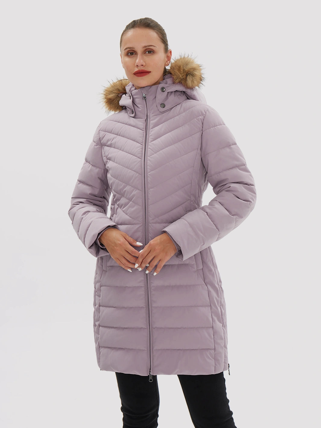Women's Long Waterproof Puffer Parka with Removable Faux Fur Hood PIONEER CAMP