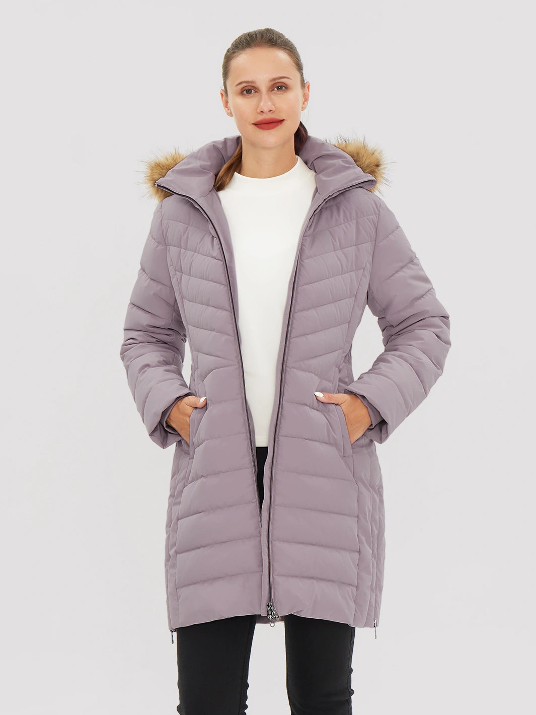 Women's Long Waterproof Puffer Parka with Removable Faux Fur Hood PIONEER CAMP