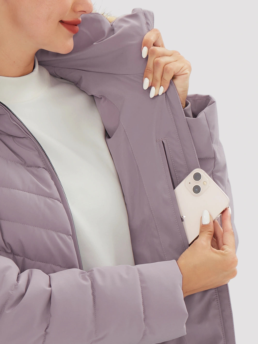 Women's Long Waterproof Puffer Parka with Removable Faux Fur Hood PIONEER CAMP