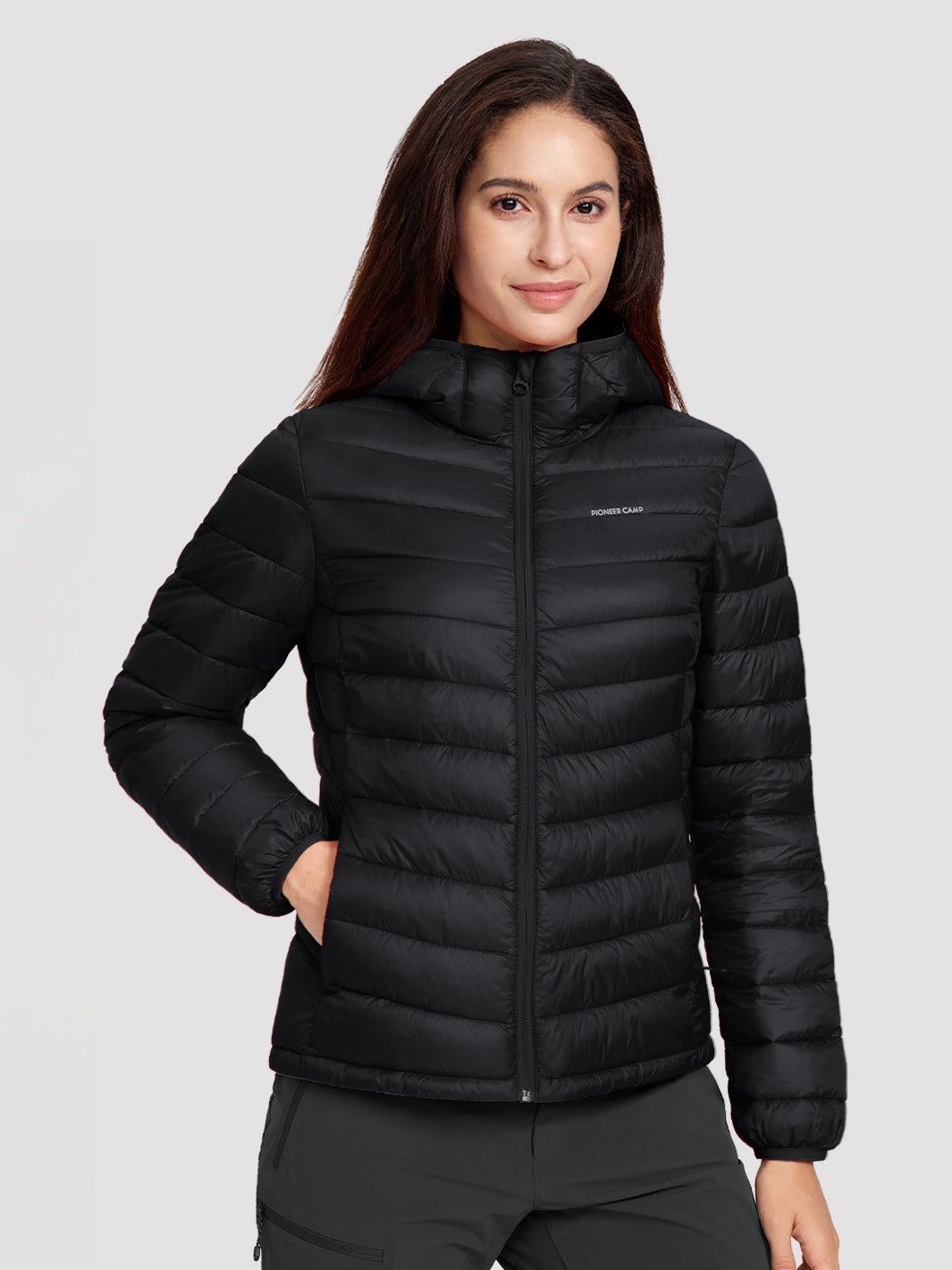 Women's 12oz Lightweight Packable Puffer Jacket with Hood PIONEER CAMP