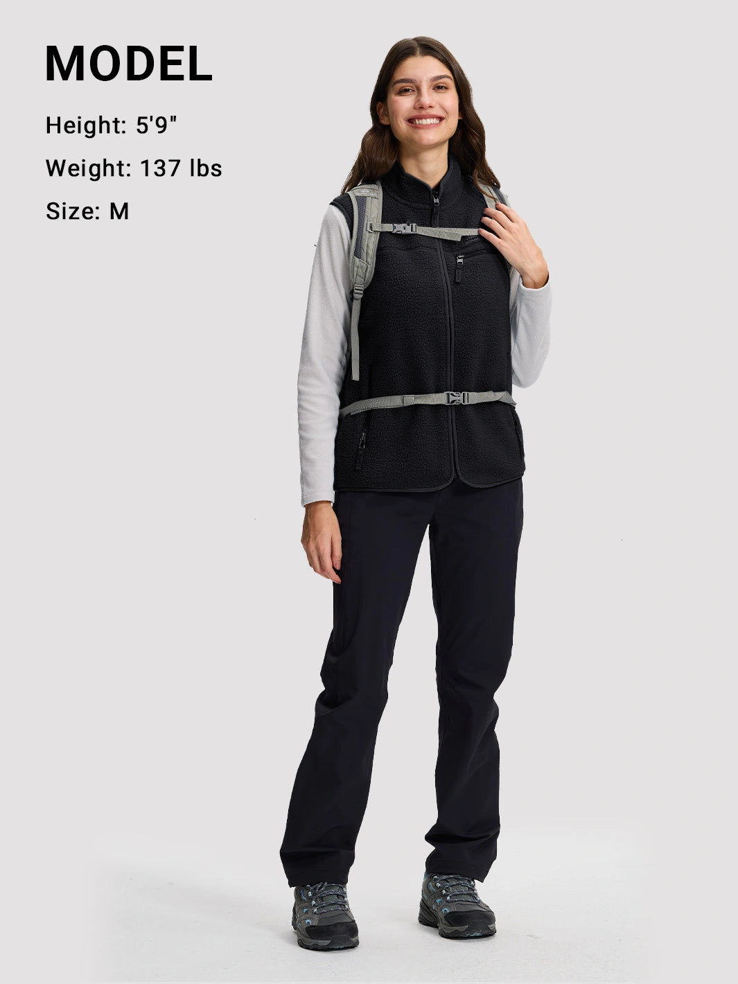 Women's 380G Sherpa Fleece Vest with 3 Zippered Pockets