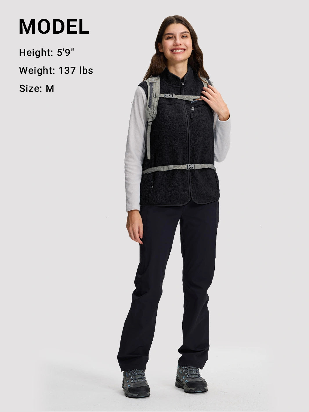Women's 380G Sherpa Fleece Vest with 3 Zippered Pockets PIONEER CAMP