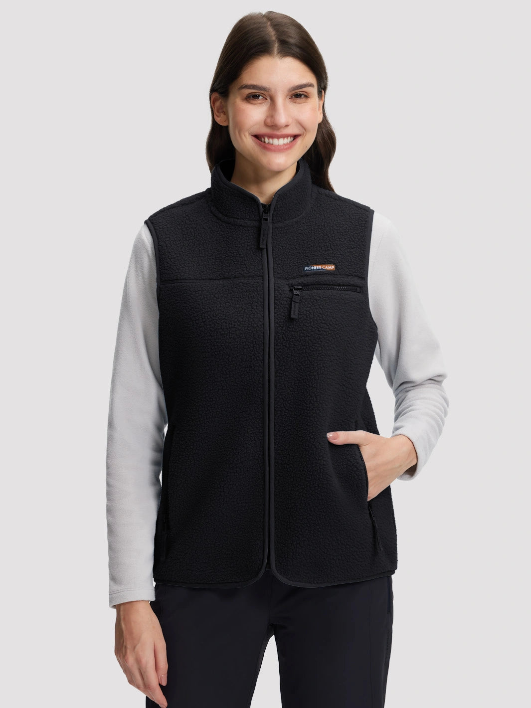 Women's 380G Sherpa Fleece Vest with 3 Zippered Pockets PIONEER CAMP