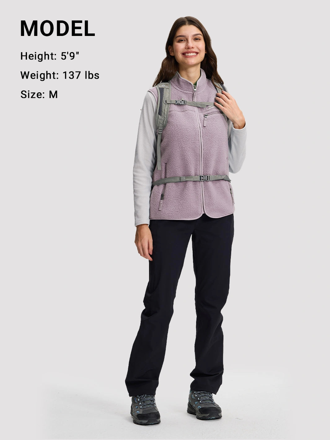 Women's 380G Sherpa Fleece Vest with 3 Zippered Pockets