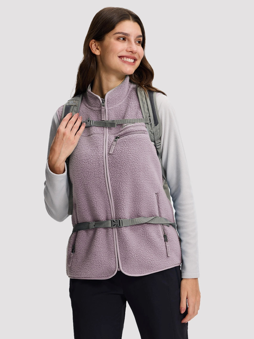 Women's 380G Sherpa Fleece Vest with 3 Zippered Pockets