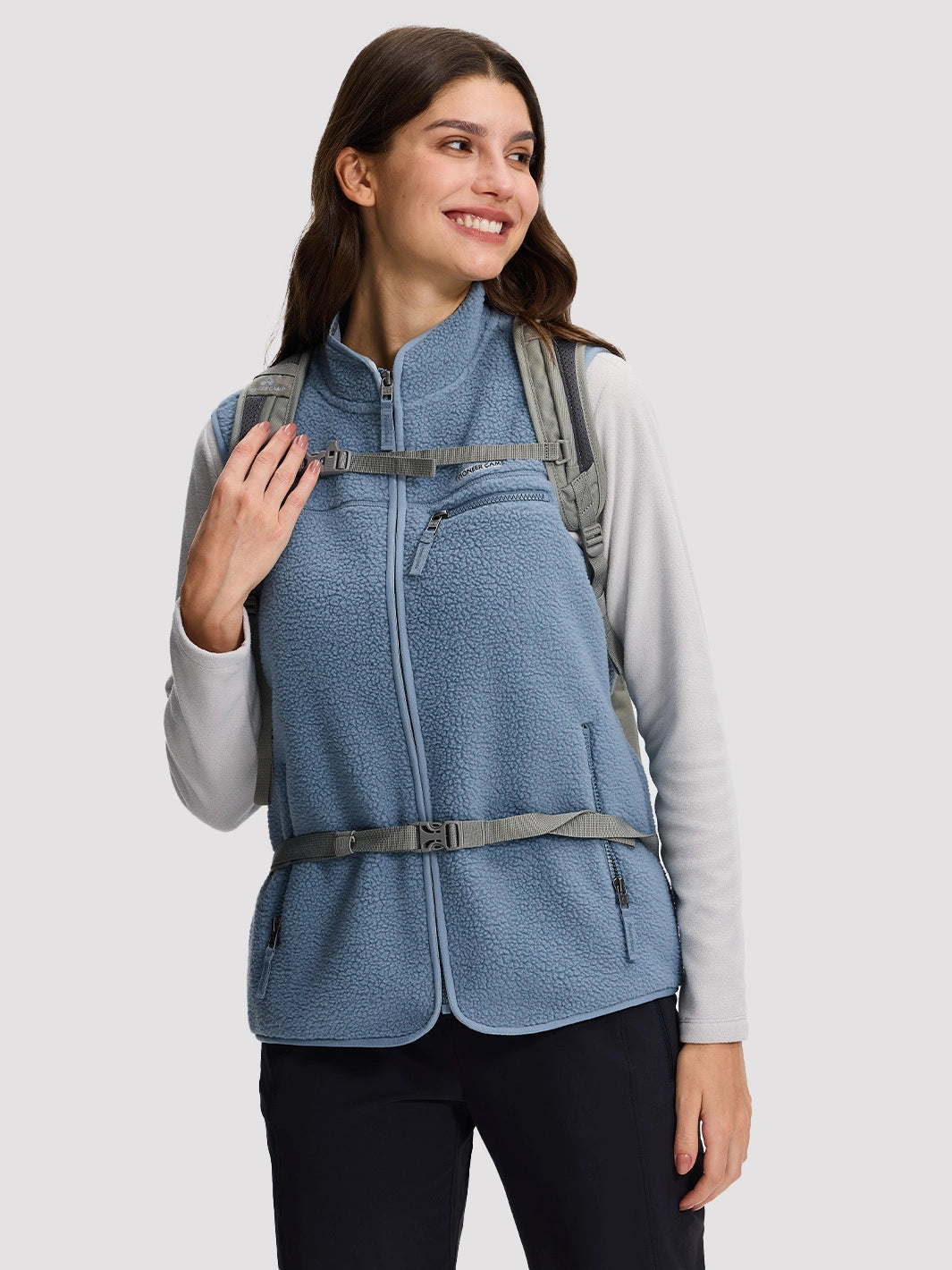 Women's 380G Sherpa Fleece Vest with 3 Zippered Pockets