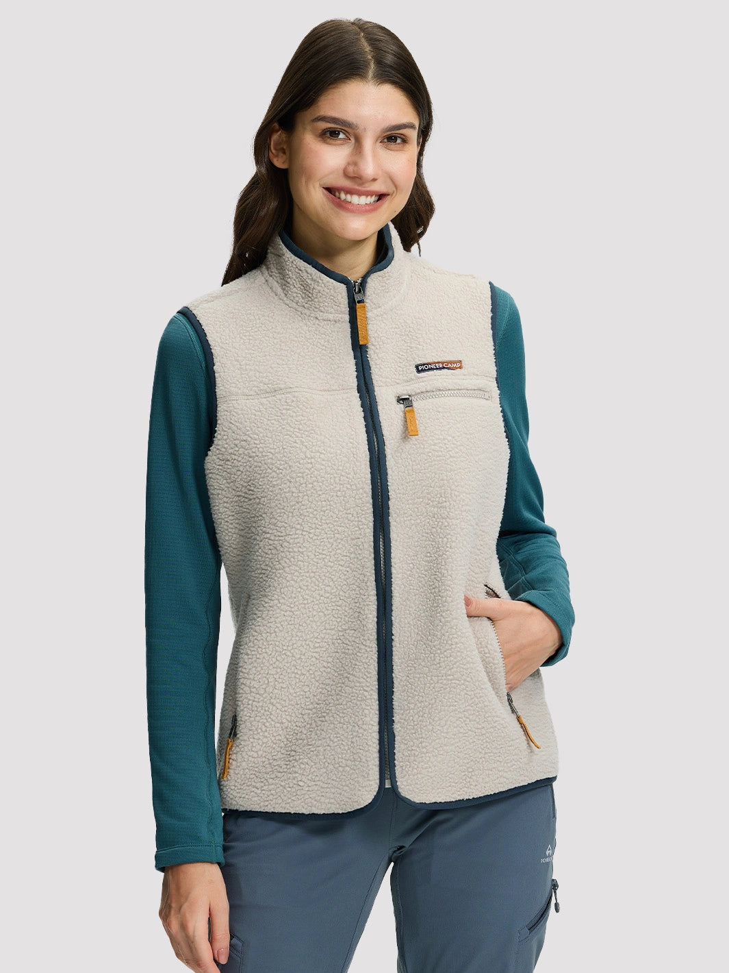 Women's 380G Sherpa Fleece Vest with 3 Zippered Pockets