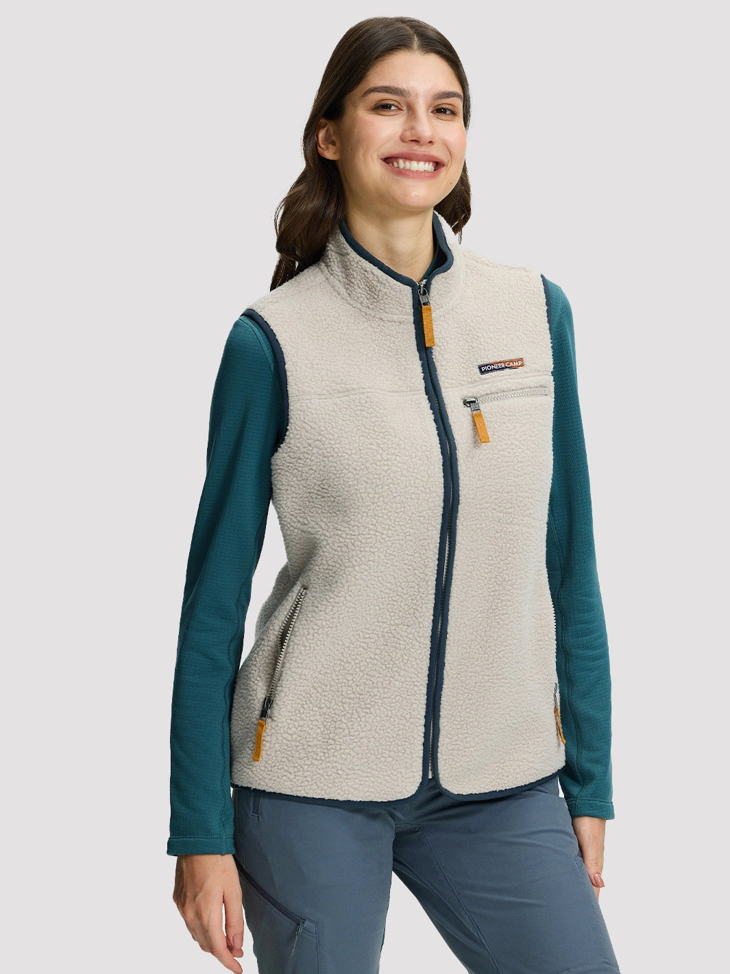 Women's 380G Sherpa Fleece Vest with 3 Zippered Pockets