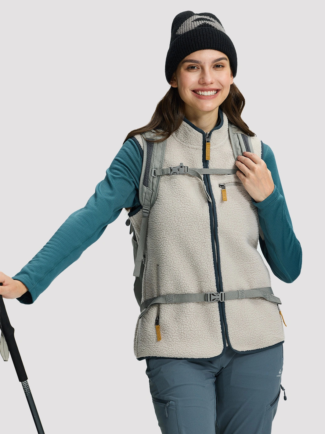 Women's 380G Sherpa Fleece Vest with 3 Zippered Pockets