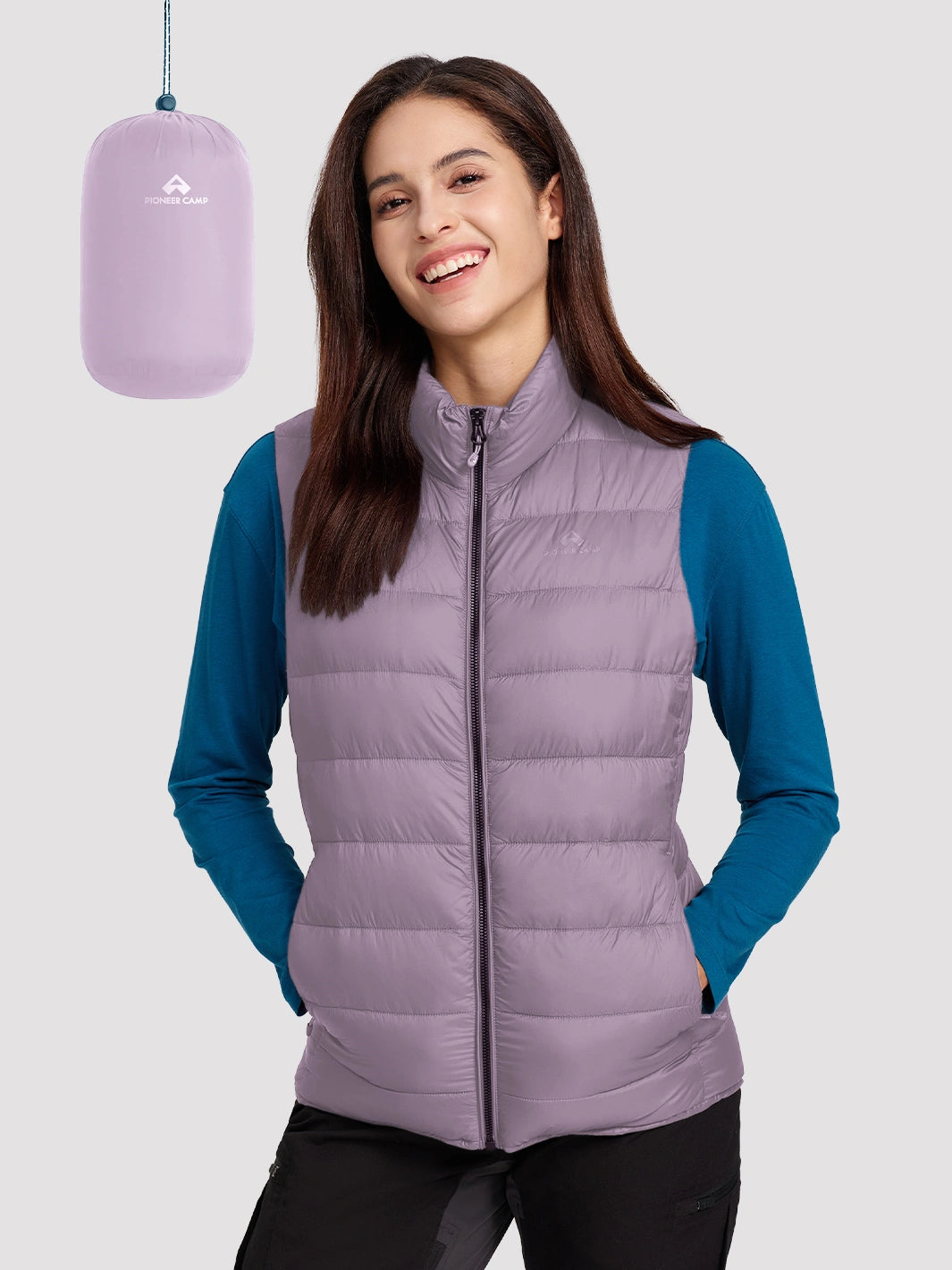 Women's Lightweight Packable Puffer Vest with Pouch