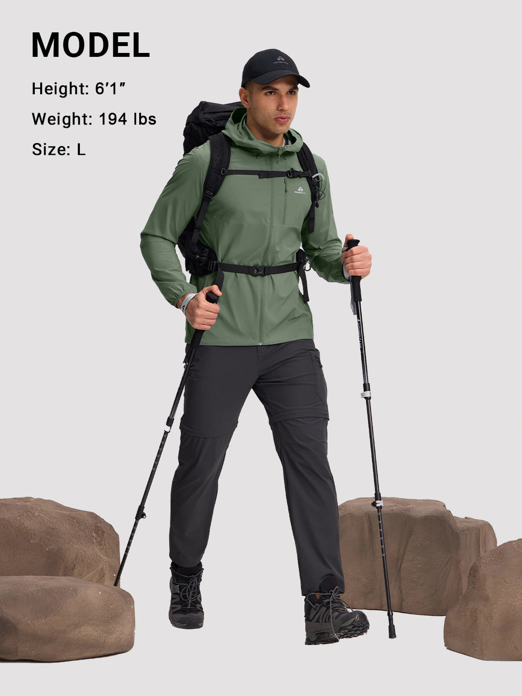 Sudadera con capucha para hombre, repelente al agua, UPF 100+, protección solar