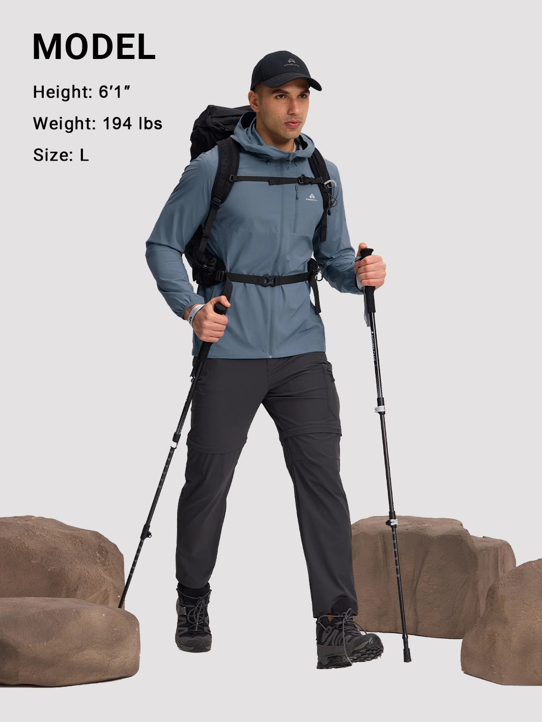 Sudadera con capucha para hombre, repelente al agua, UPF 100+, protección solar